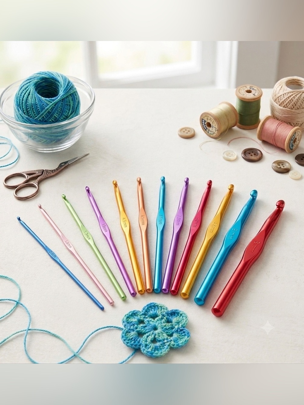 12-Piece Aluminum Crochet Hook Set – Vibrant, Ergonomic & Durable (2mm – 8mm) - Picture 3 of 8